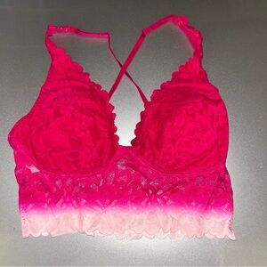 No Boundaries Pink and White Lace Bralette